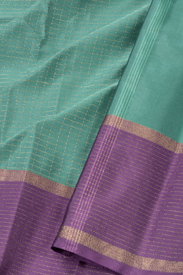 Kanjivaram Vegan Viscose Silk Saree Turkish Blue Color Block Design 10075551