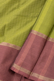 Kanjivaram Vegan Viscose Silk Saree Android Green Color Block Design 10075556
