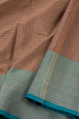 Vintage Brown Kanjivaram Vegan Silk Saree 10075557
