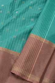 Kanjivaram Vegan Viscose Silk Saree Strong Cyan Color Block Design 10075562