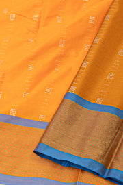 Yellow Kanjivaram Vegan Viscose Silk Saree With Stripes Design 10075609