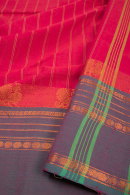 Pink Handloom Chettinad Cotton Saree 10075818