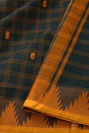 Dark Green Handloom Chettinad Cotton Saree 10075846