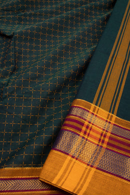 Green Handloom Chettinad Cotton Saree 10075906