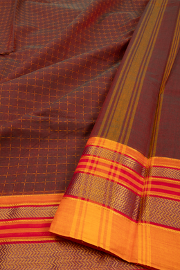 Marron Handloom Chettinad Cotton Saree 10075908