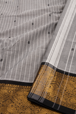 Grey Handloom Chettinad Cotton Saree 10075910