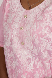 Pink Chikankari Embroidery Viscose Silk Co- ord Set 10076420