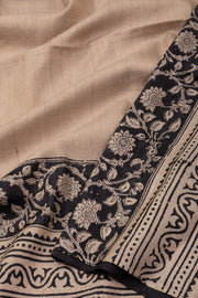 Beige Printed Tussar Silk Saree 10076297