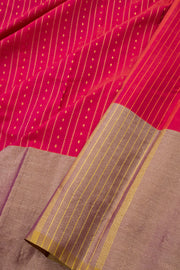 Maroon Art Silk Kanjivaram Saree With Stripes Design 10076343