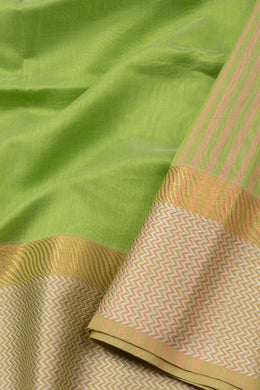 Green Maheshwari Silk Cotton Saree 10076362