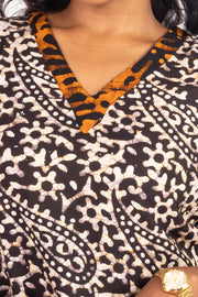 Black Batik Printed Rayon Kurti 10076411