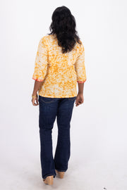 Yellow Batik Printed Rayon Kurti 10076414