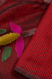 Brown Handloom Jamdani Cotton Saree 10076432