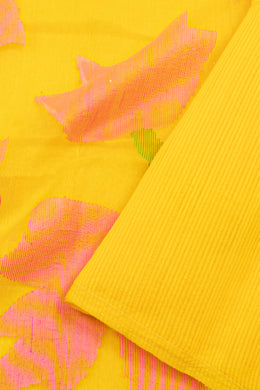 Yellow Handloom Jamdani Cotton Saree 10076433