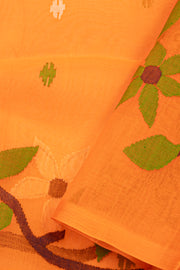 Orange Handloom Jamdani Muslin Silk Saree 10076442
