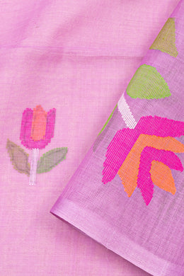 Purple Handloom Jamdani Muslin Silk Saree 10076443