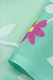 Green Handloom Jamdani Muslin Silk Saree 10076444