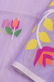 Lavender Handloom Jamdani Muslin Silk Saree 10076445