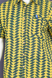 Indigo Handblock Printed Half Sleeve Men's Cotton Shirt 10076845