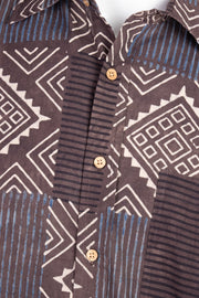 Cocoa Brown Full Sleeve Ajrakh Printed Cotton Men's Shirt 10076863