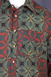 Muted Olive Green Full Sleeve Ajrakh Printed Cotton Men's Shirt 10076866