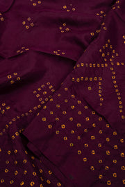 Dark Maroon Bandhani Mulberry Silk Saree 10076902