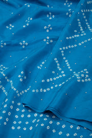 Peacock Blue Bandani Mulberry Silk Saree 10076903