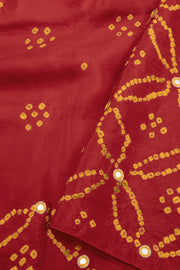 Red Bandhani Mulberry Silk Saree 10076905