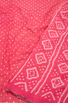 Pink Bandhani Khadi Cotton Saree 10076913