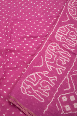 Pink Bandhani Khadi Cotton Saree 10076916