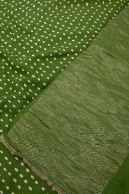Mehendi Green Bandhani Khadi Cotton Saree 10076917