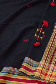 Black Handloom Bhujodi Cotton Saree 10076924