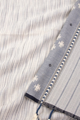 Grey Handloom Bhujodi Cotton Saree 10076928