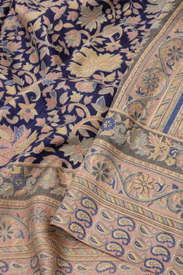 Navy Blue Kashmiri Printed Silk Saree 10076940