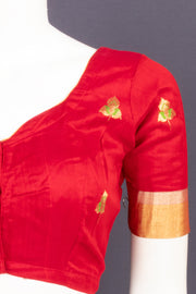 Red Chanderi Silk Cotton Blouse 10076963
