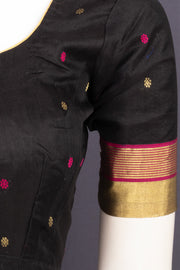 Black Chanderi Silk Cotton Blouse 10076964
