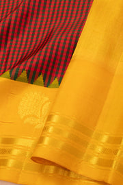 Red Gadwal Kuttu Silk Saree With Temple Border 10077047