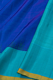 Blue Gadwal Kuttu Silk Saree With Temple Border 10077050