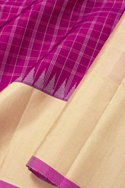 Magenta Gadwal Kuttu Silk Saree With Temple Border 10077051