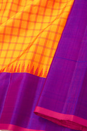 Orange Gadwal Kuttu Silk Saree With Temple Border 10077055