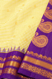 Green Handloom Gadwal Kuttu Cotton Saree With Silk Zari Border 10077069