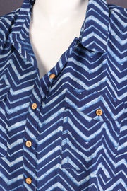  Indigo Printed Oversized Women Shirt 10077075