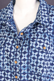 Indigo Printed Oversized Women Shirt 10077076