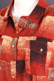 Red Ajrakh Printed Oversized Women Shirt 10077077