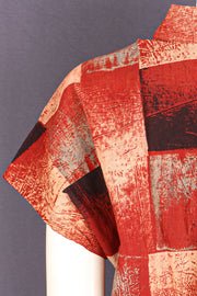 Red Ajrakh Printed Oversized Women Shirt 10077077