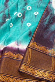 Blue Handcrafted Sungudi Cotton Saree Without Blouse 10077115