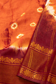 Orange Handcrafted Sungudi Cotton Saree Without Blouse 10077117