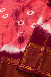 Pink Handcrafted Sungudi Cotton Saree Without Blouse 10077118