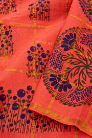 Peach Pink Handcrafted Sungudi Cotton Saree 10077124