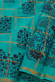 Aqua Blue Handcrafted Sungudi Cotton Saree 10077126